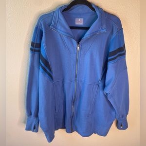 Free People Movement Blue Zip-up Oversized Sweatshirt